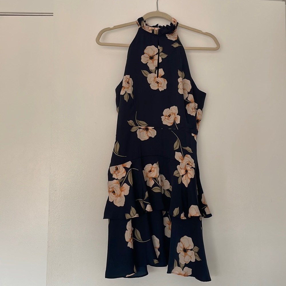 BB Dakota. Size 0. Blue dress with pink flowers.